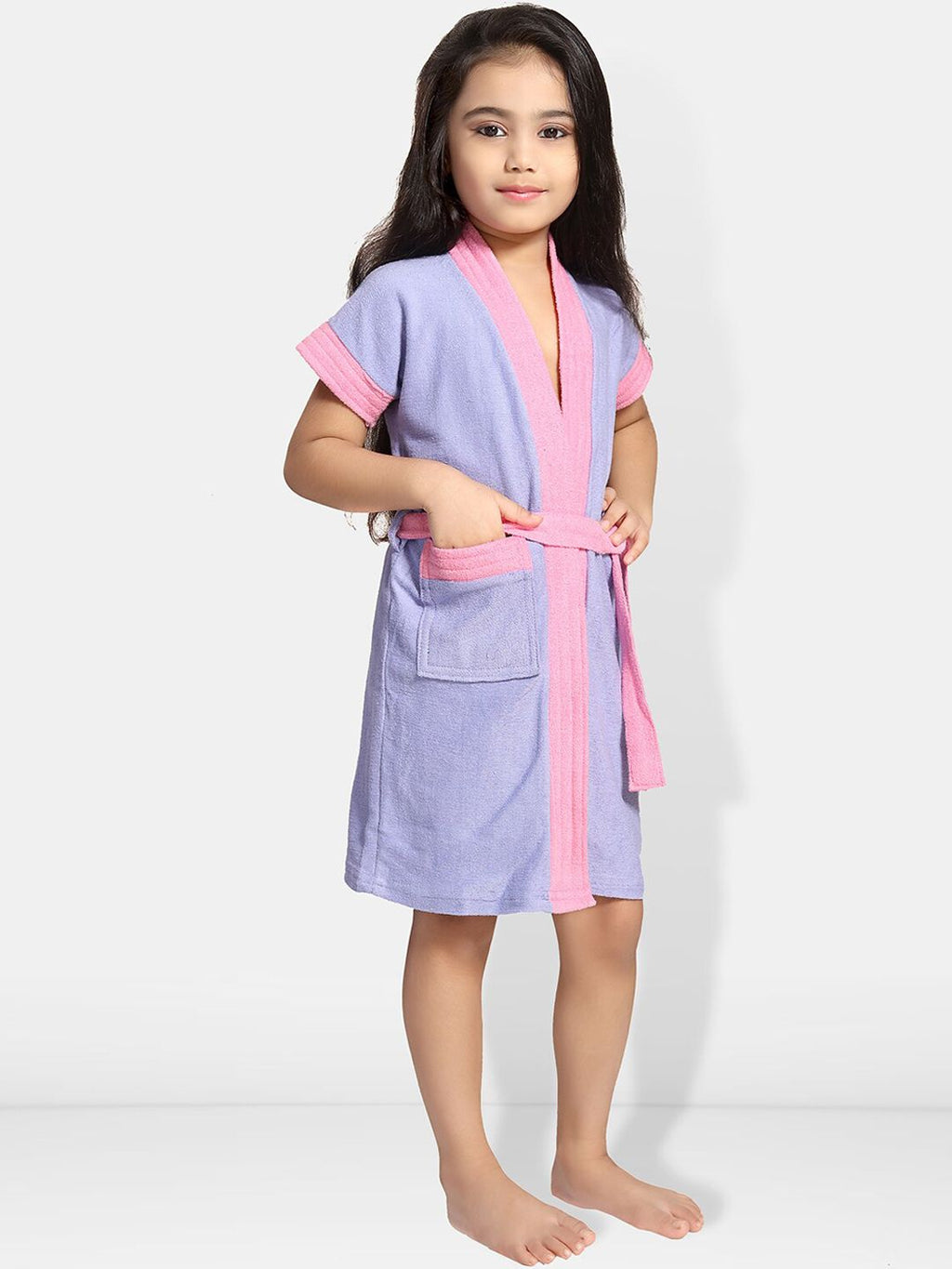 Girls Terry Cotton Water Absorbent Bath Robe With Belt