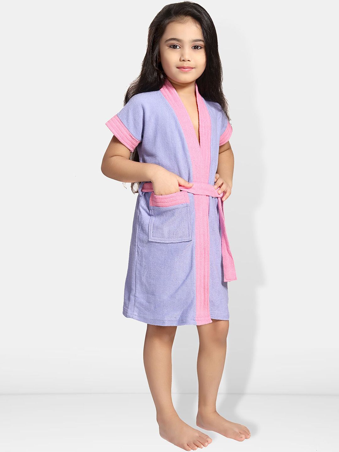 Girls Terry Cotton Water Absorbent Bath Robe With Belt