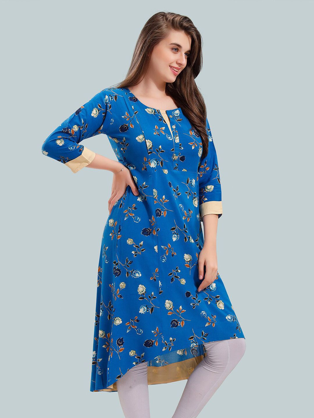Floral Printed Round Neck Maternity A-Line Kurta