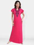 Be You Floral Embroidered Mandarin Collar Maxi Sweat Nightdress