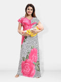 Be You Printed Maternity Satin Maxi Nightdress