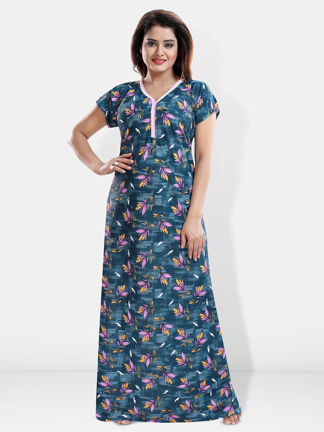 Be You Floral Printed Satin Maxi Nightdress