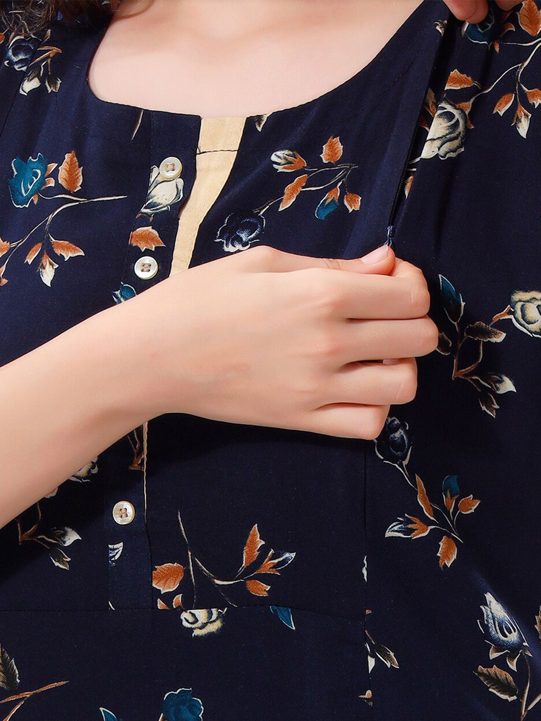 Women Floral Printed A-Line Maternity Kurta