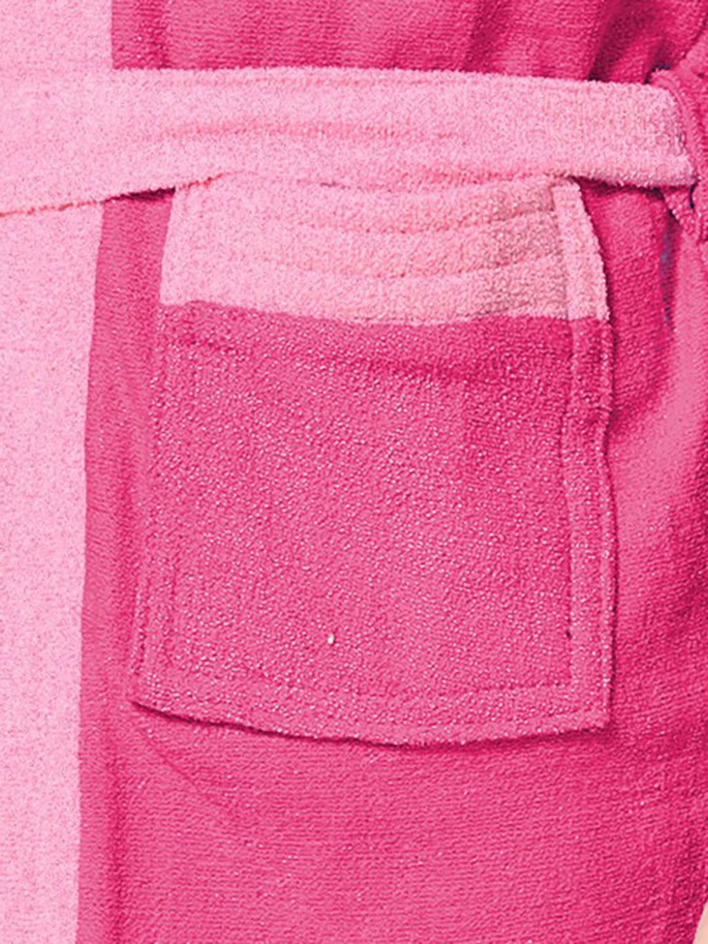 Two-Tone Pink Solid Cotton Drawstring Knee Length Bath Robe