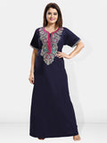 Be You Ethnic Motifs Embroidered Maxi Nightdress