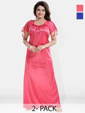 Be You Printed Pack Of 2 Satin Maxi Nightdress