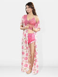 Be You Printed Satin Top & Shorts With Robe