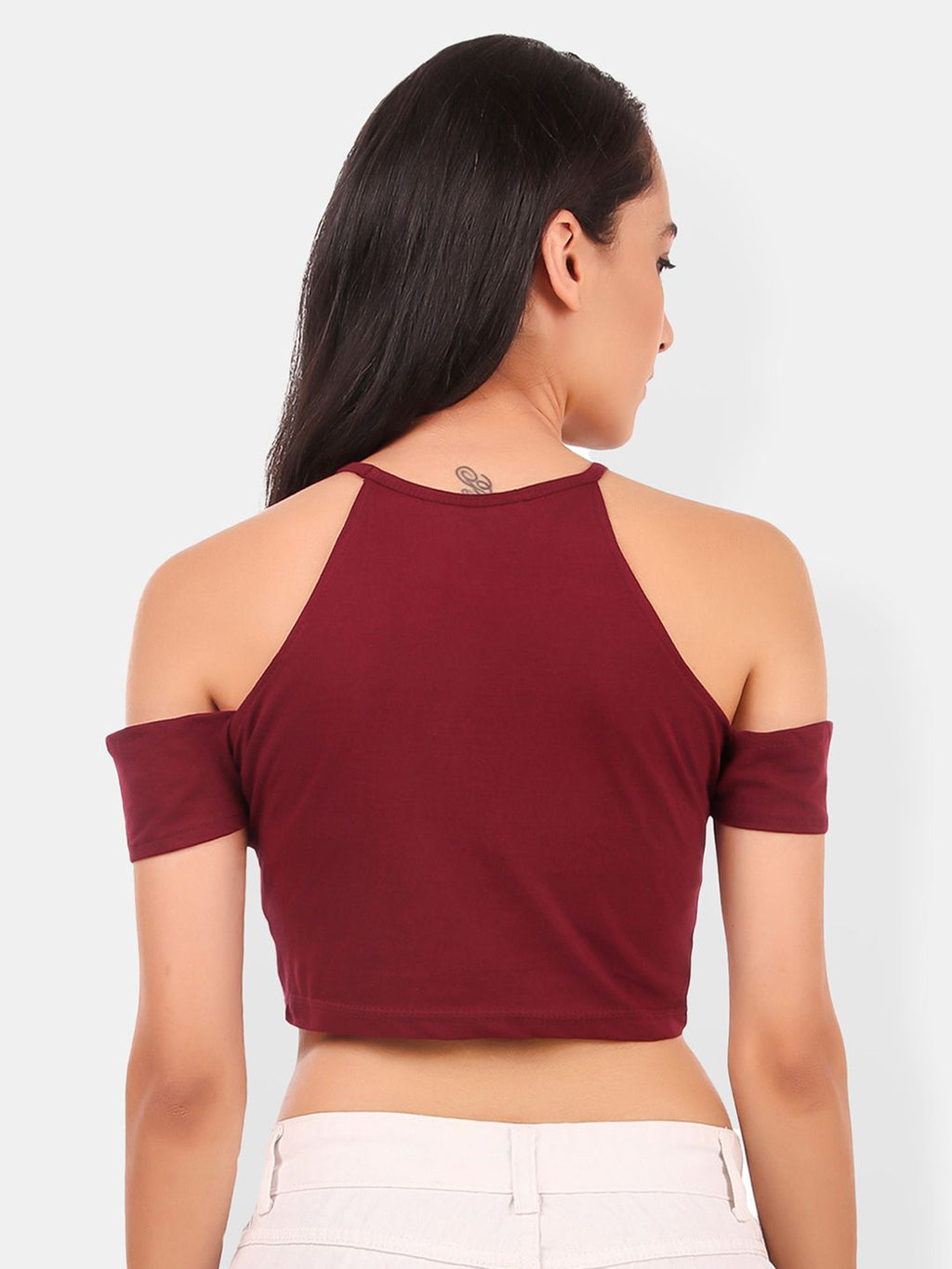 Cold-Shoulder Cotton Crop Top