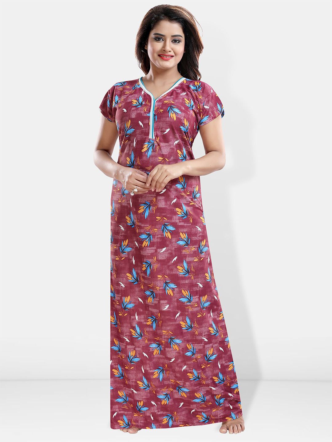 Be You Printed Satin Maxi Nightdress