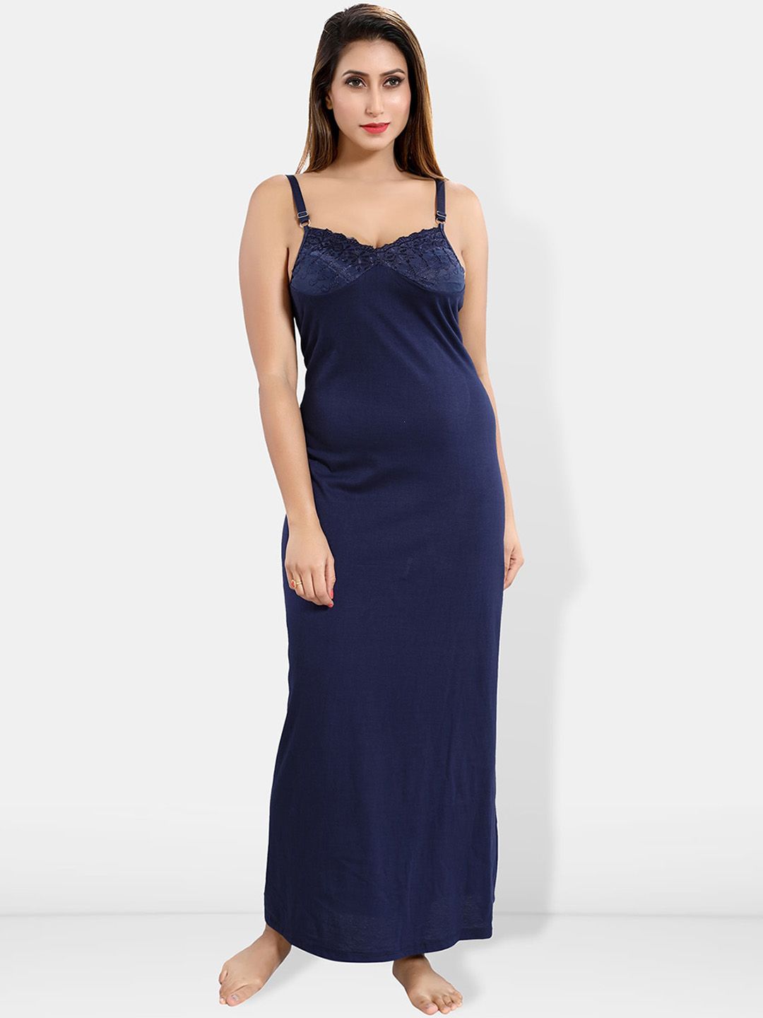 Be You Shoulder Straps Cotton Lace Maxi Nightdress