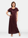 Be You V-Neck Short Sleeves Satin Maxi Regular Nightdress