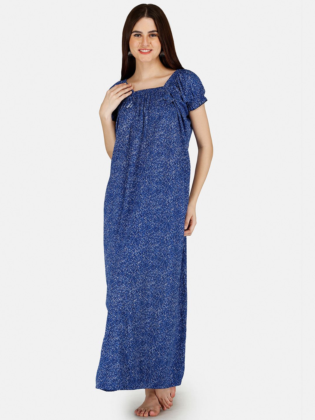 Be You Women Printed Satin Maxi Nightdress
