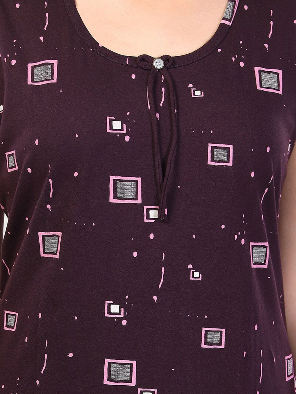 Geometric Printed Sleeveless Maxi Nightdress