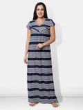 Be You Blue Striped Nursing / Feeding Maxi Nightdress