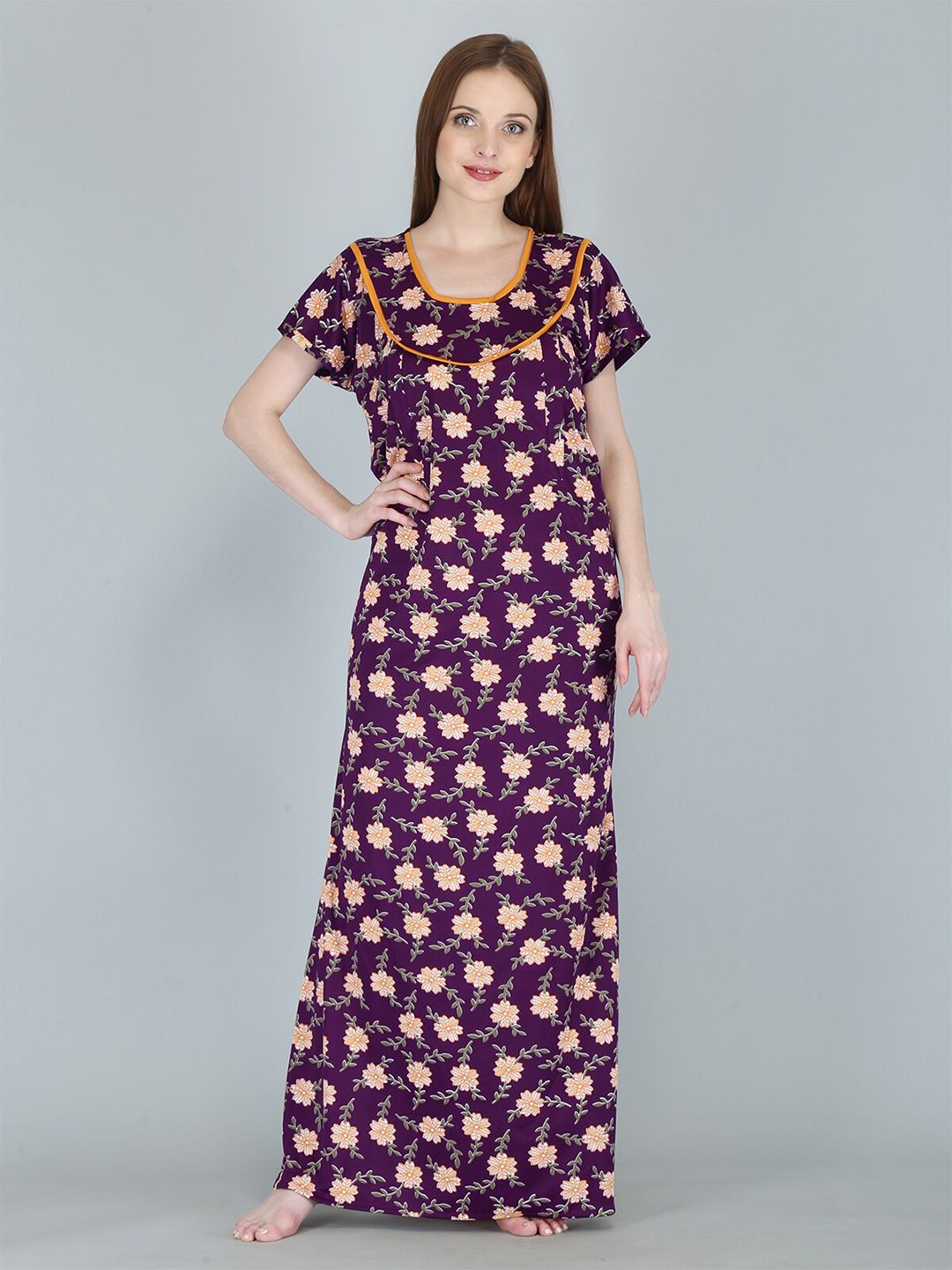 Be You Women Printed Maternity Maxi Nightdress