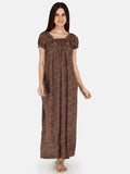 Be You Women Printed Satin Maxi Nightdress