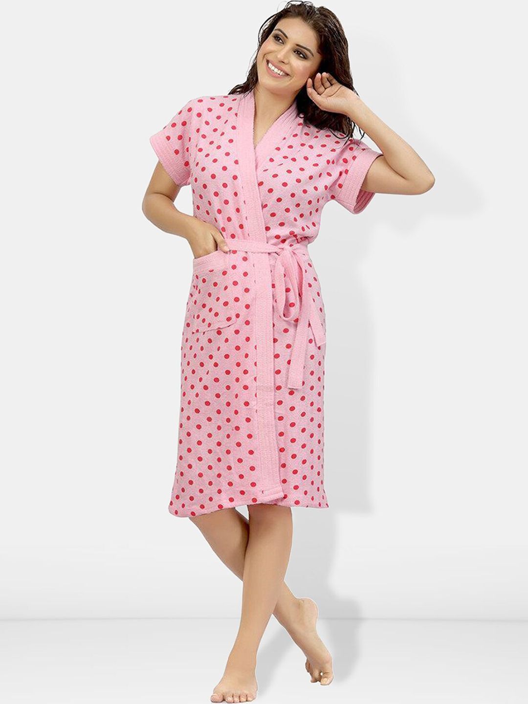 Be You Women Printed Cotton Anti-bacterial Super Soft Bath Robe With Belt
