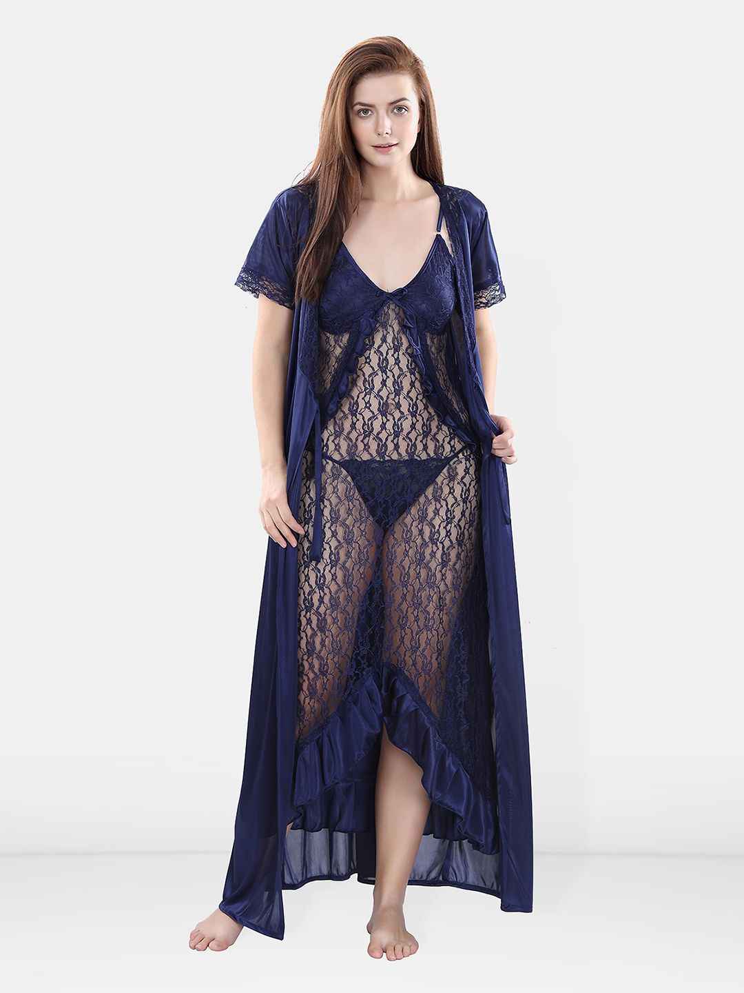 Be You Satin Wrap Nightdress With Robe