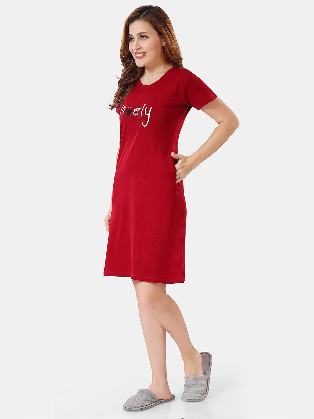 Typographic Printed T-shirt Nightdress