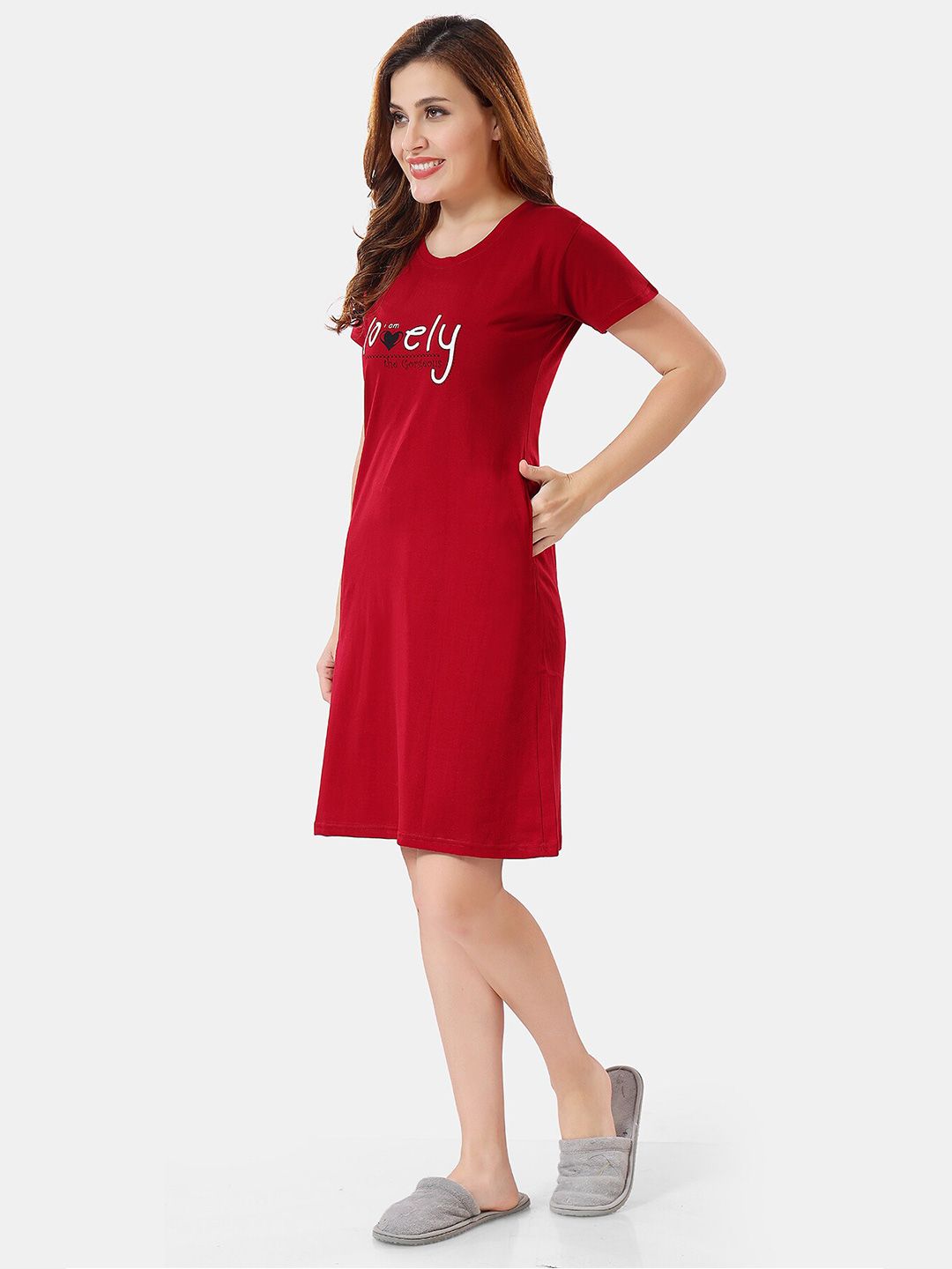 Typographic Printed T-shirt Nightdress