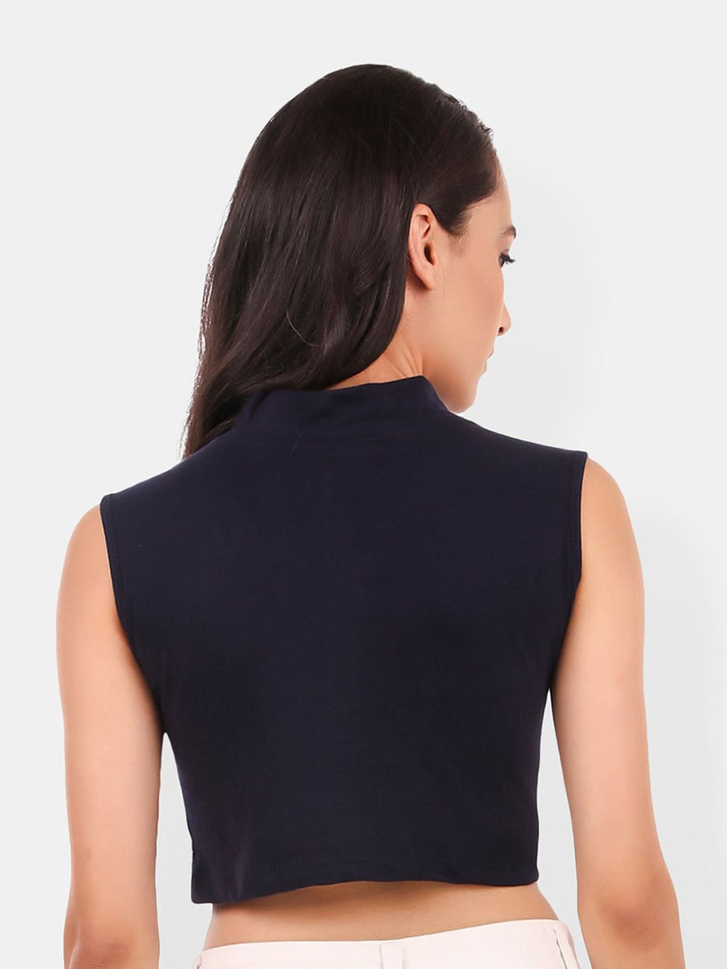 High Neck Cotton Fitted Crop Top