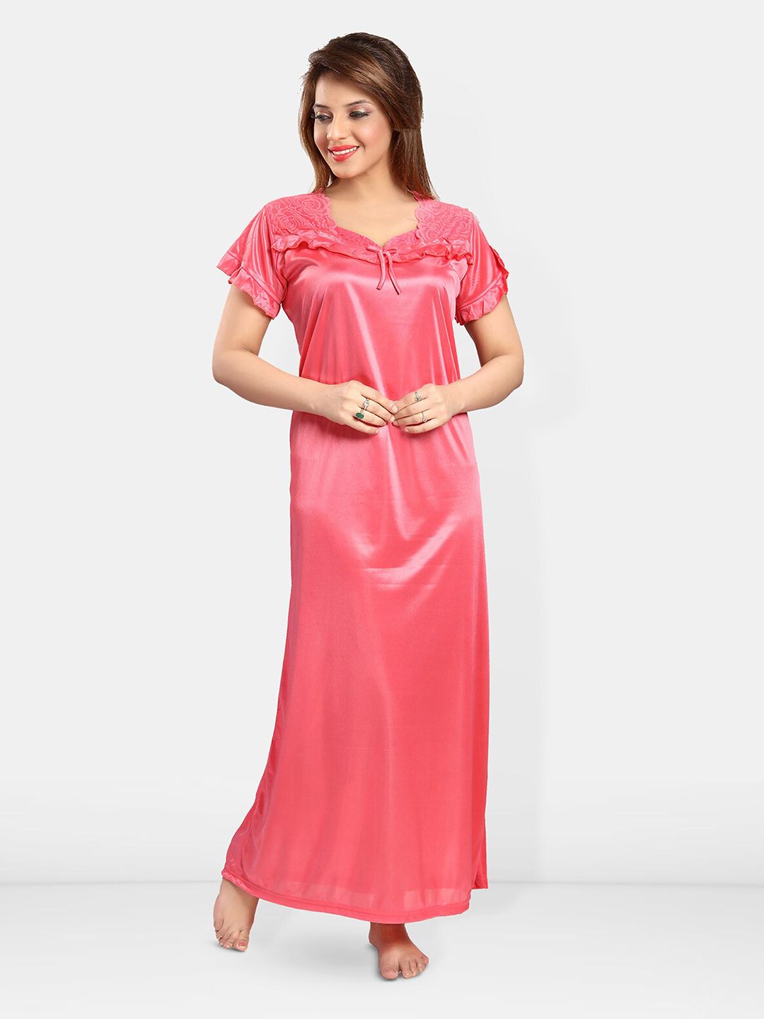Be You V-Neck Satin Maxi Sweat Nightdress