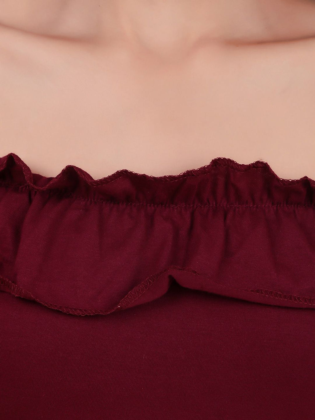 Off-Shoulder Ruffles Cotton Bardot Crop Top