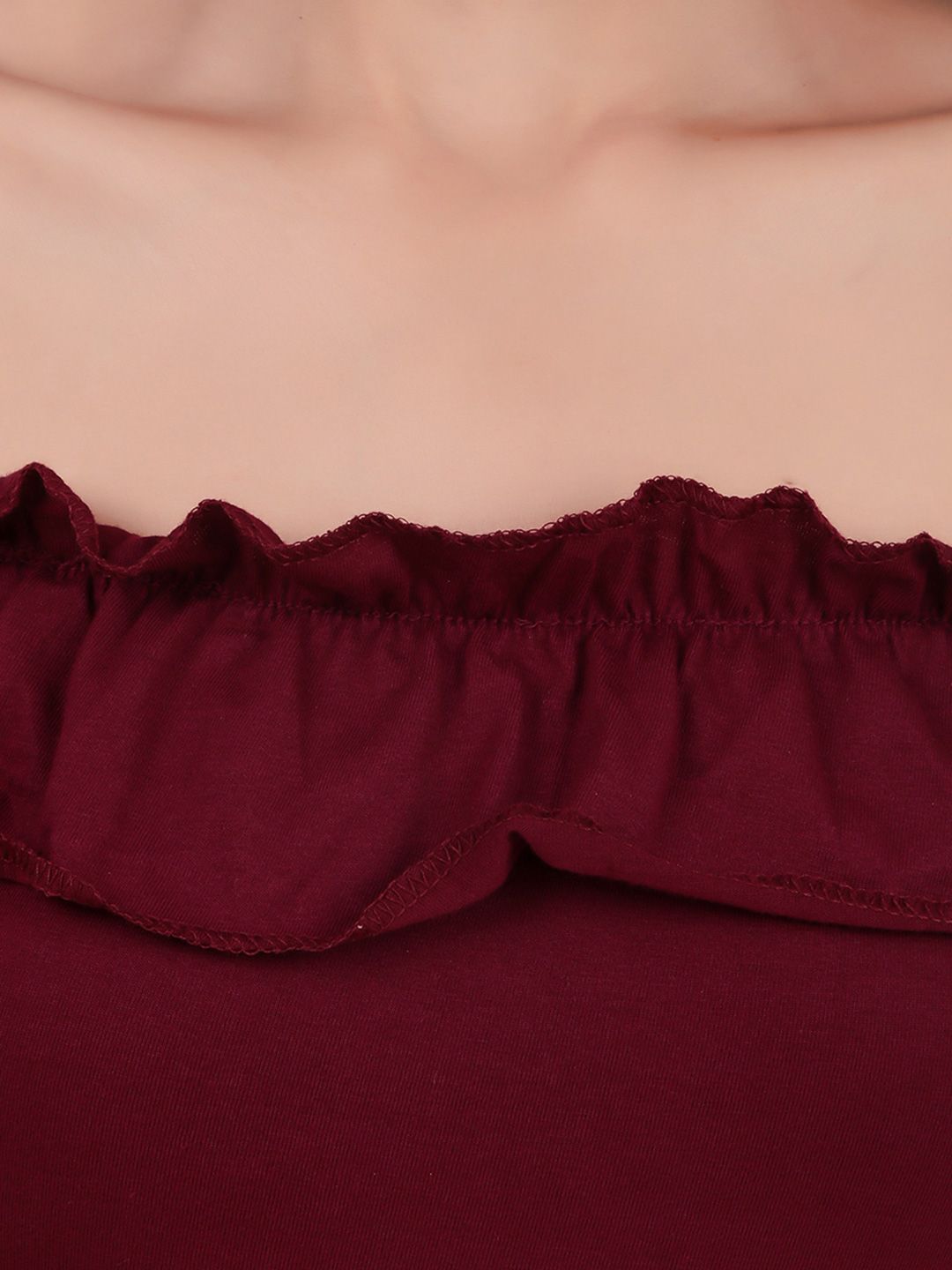 Off-Shoulder Ruffles Cotton Bardot Crop Top