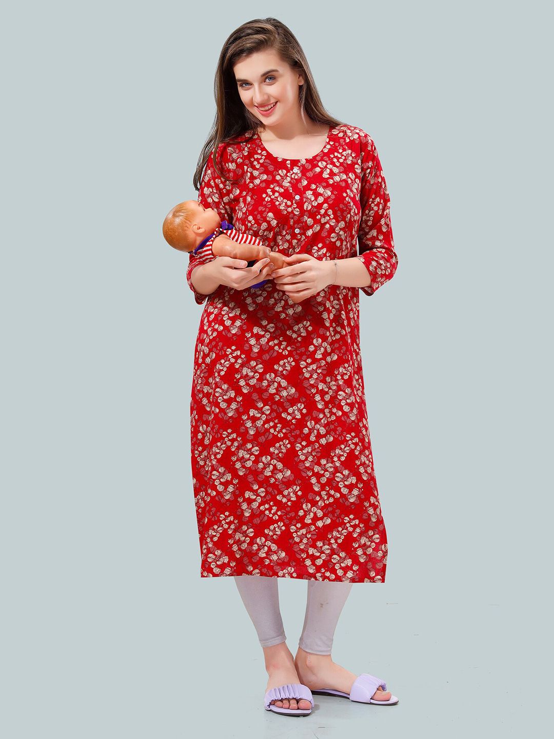 Women Floral Printed Maternity Kurta