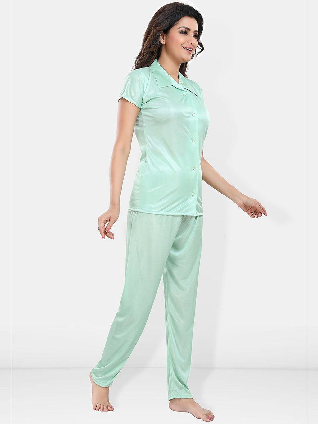 Satin Shirt & Lounge Pant Night Suit