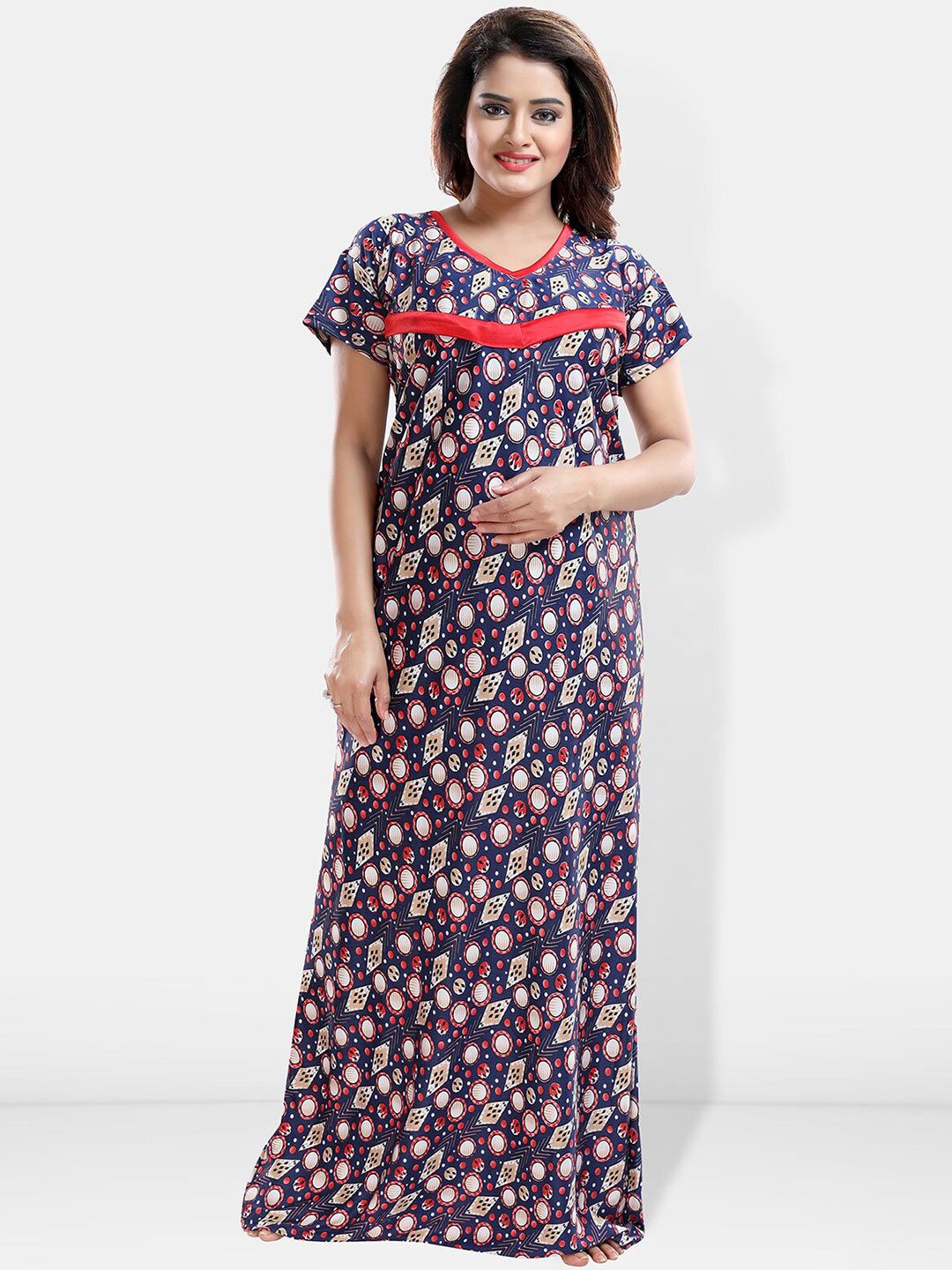 Be You Floral Printed Maxi Satin Maternity Nightdress