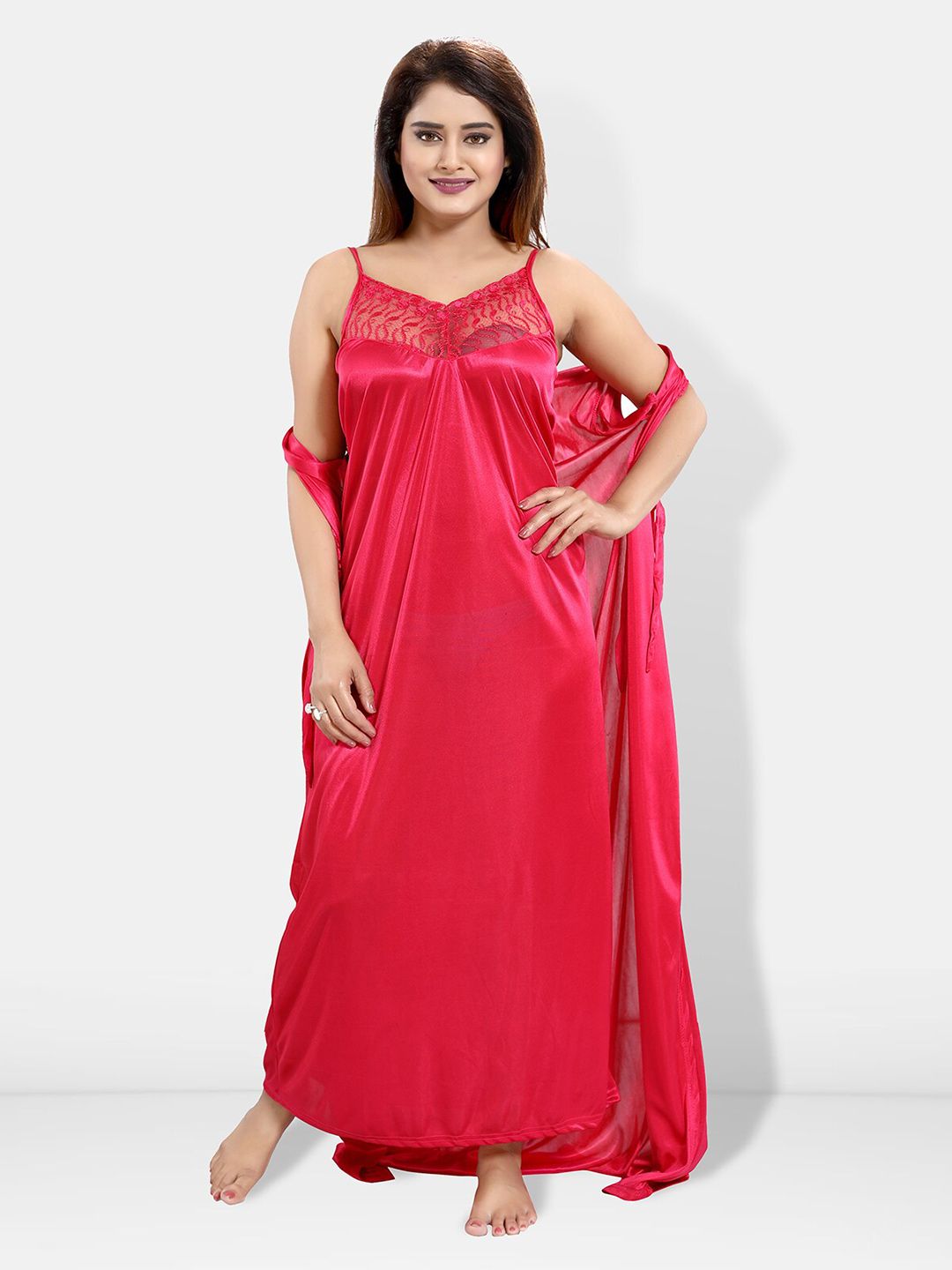 6 Pieces Satin Maxi Nightdress