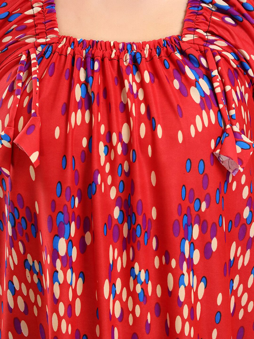 Polka Dots Printed Satin Maxi Nightdress