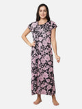 Be You Women Pink Printed Maxi Nightdress