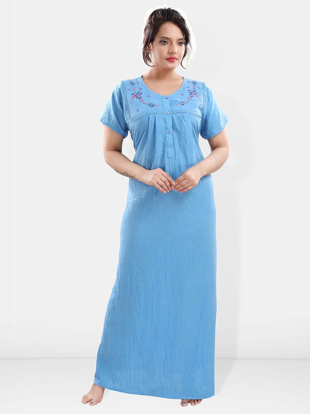 Be You Floral Embroidered Maxi Sweat Nightdress
