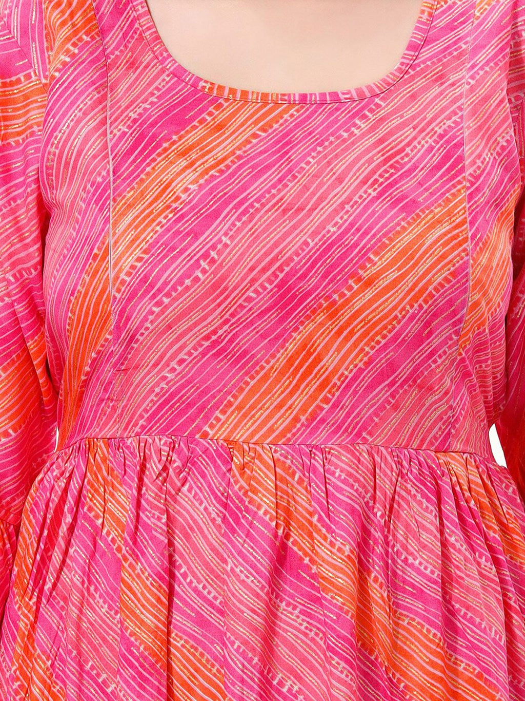 Women Striped Bell Sleeves Maternity Kurta