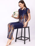 Be You Women Satin Floral Print Top & Pyjama Night Suit