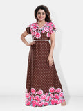 Be You Printed V-Neck Satin Maxi Nightdress