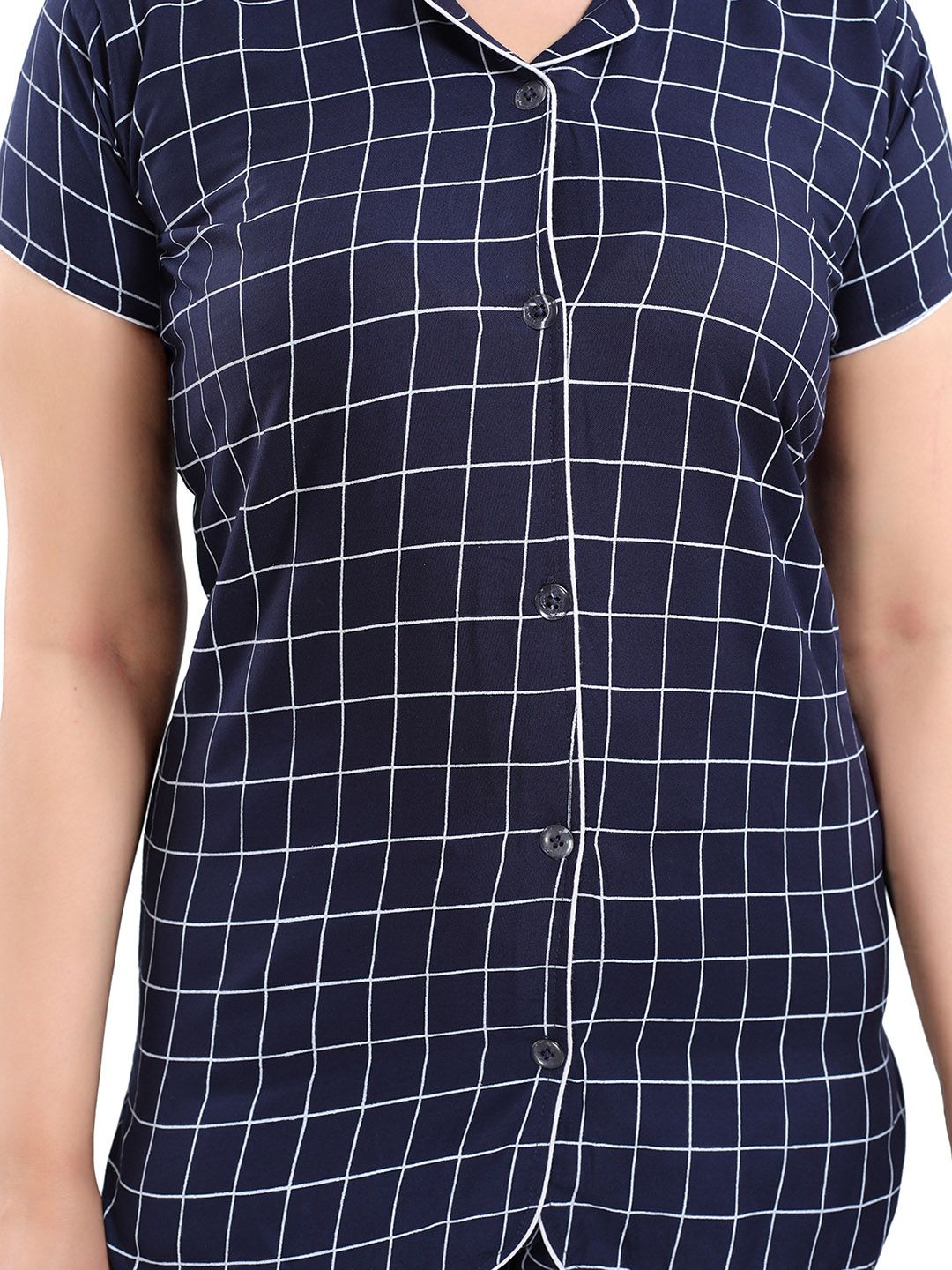 Lapel Collar Checked Night suit