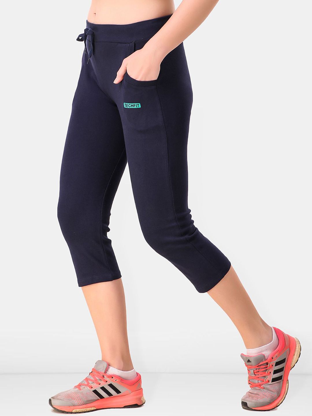 Cotton Solid Three Fourth -Length Tights