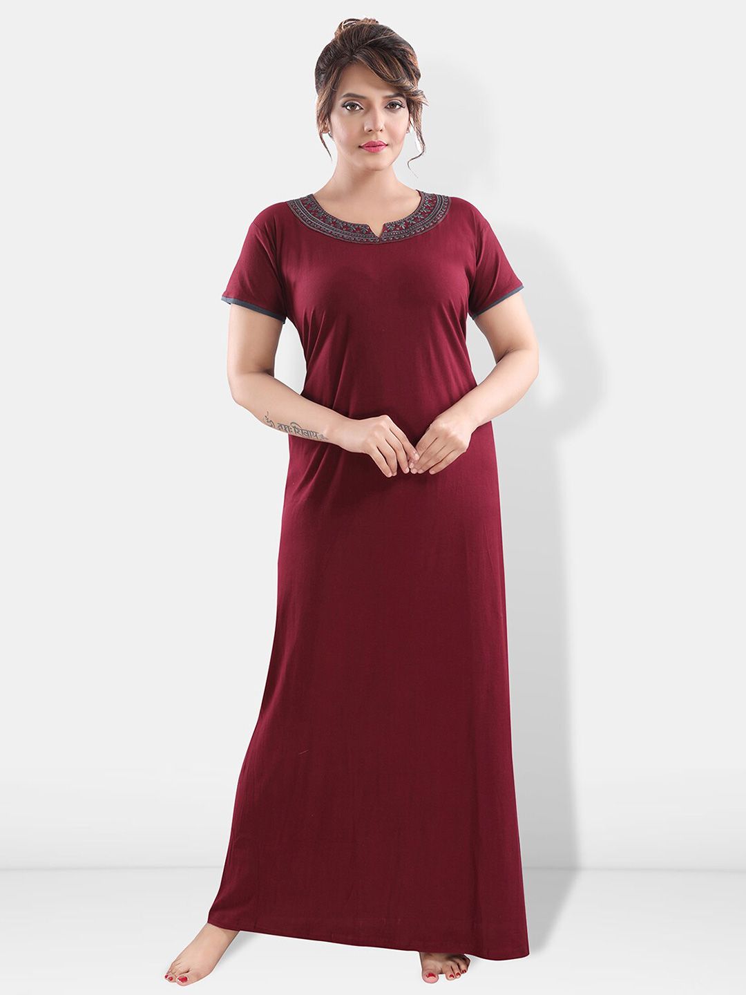 Be You Floral Embroidered Maxi Nightdress