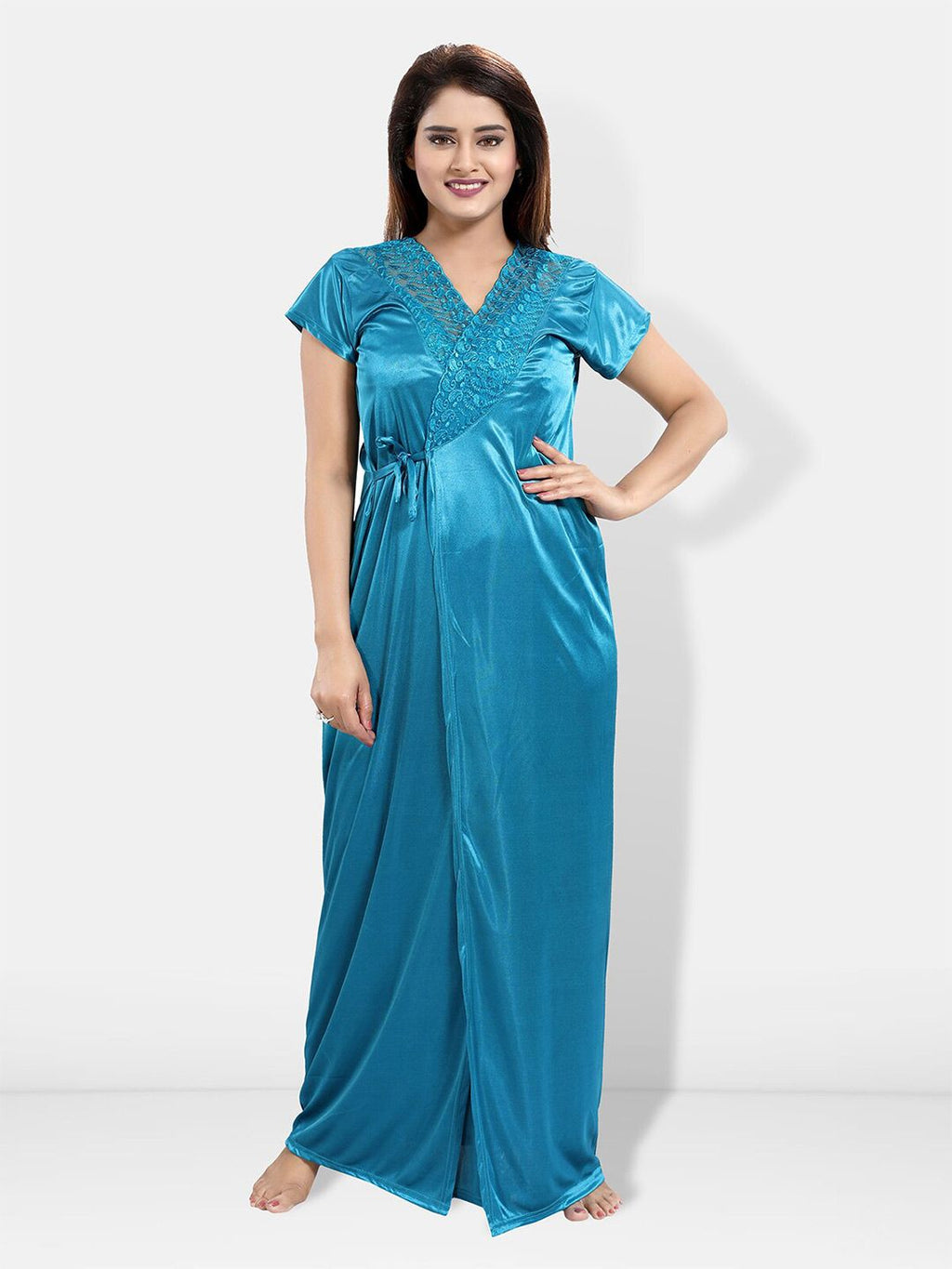Be You 6 Pieces Satin Maxi Nightwear Set