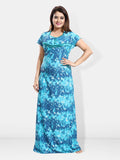 Be You Abstract Printed Maxi Satin Maternity Nightdress