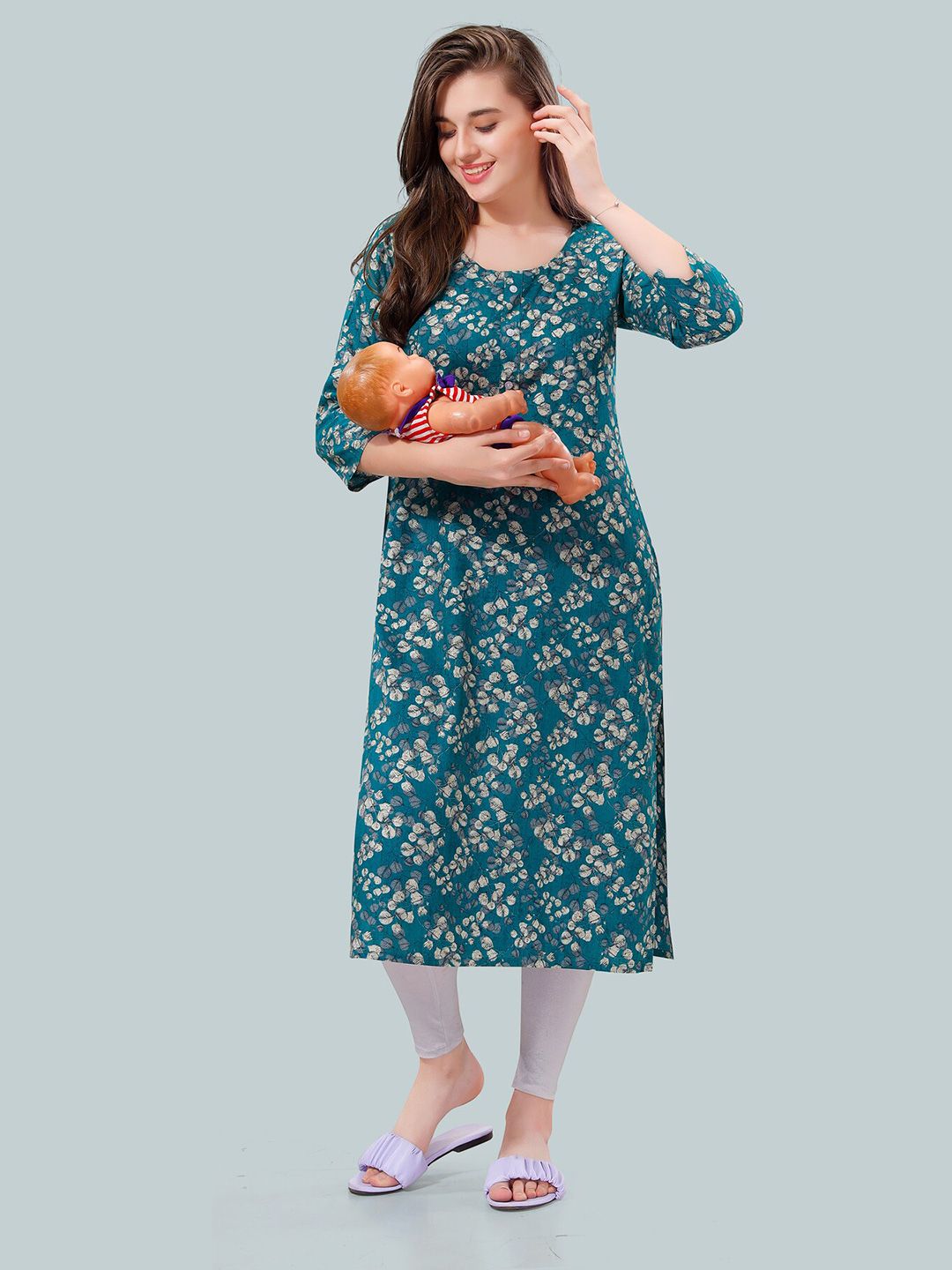 Women Floral Printed Maternity Kurta