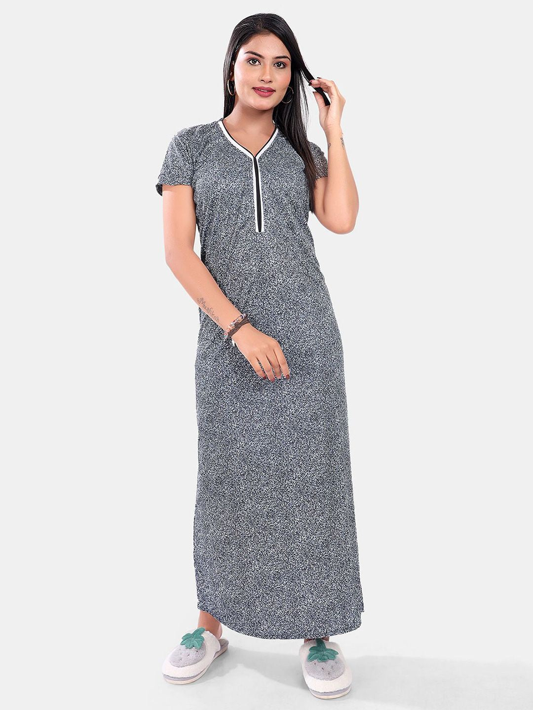 Be You Printed Satin Maxi Nightdress
