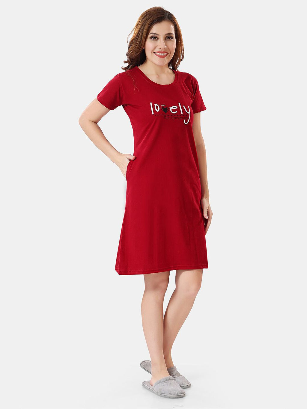 Typographic Printed T-shirt Nightdress