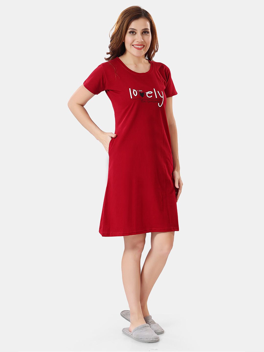 Typographic Printed T-shirt Nightdress