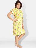 Be You Women Printed Cotton Anti-bacterial Super Soft Bath Robe With Belt
