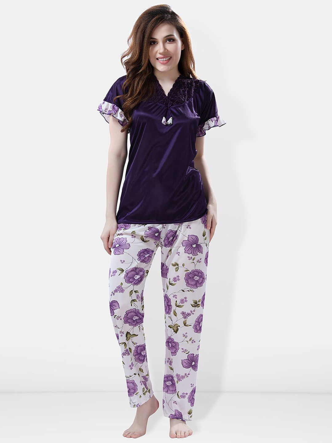 Be You Printed Satin Night Suit