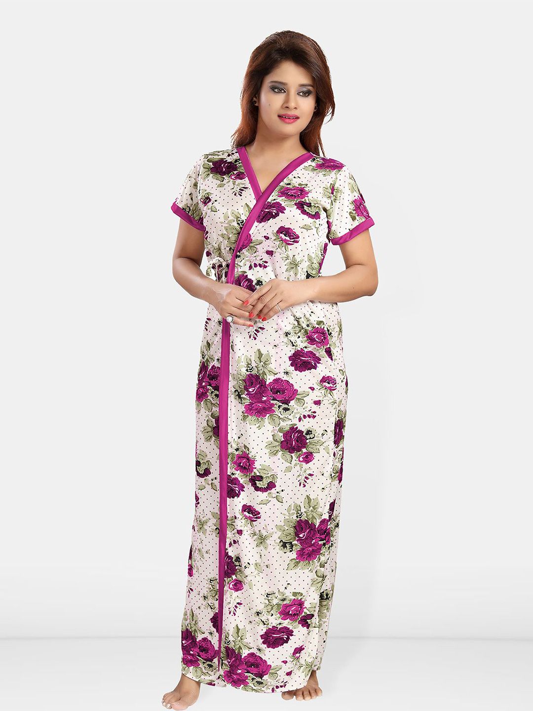 Be You Women Printed Maxi Nightdress